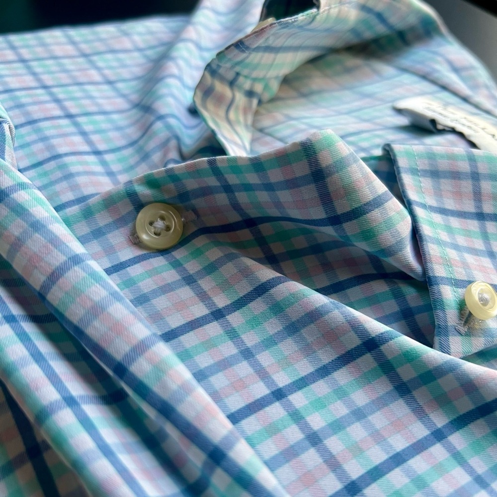 Peter Millar Blue and Pink Casual Button Down Shirt